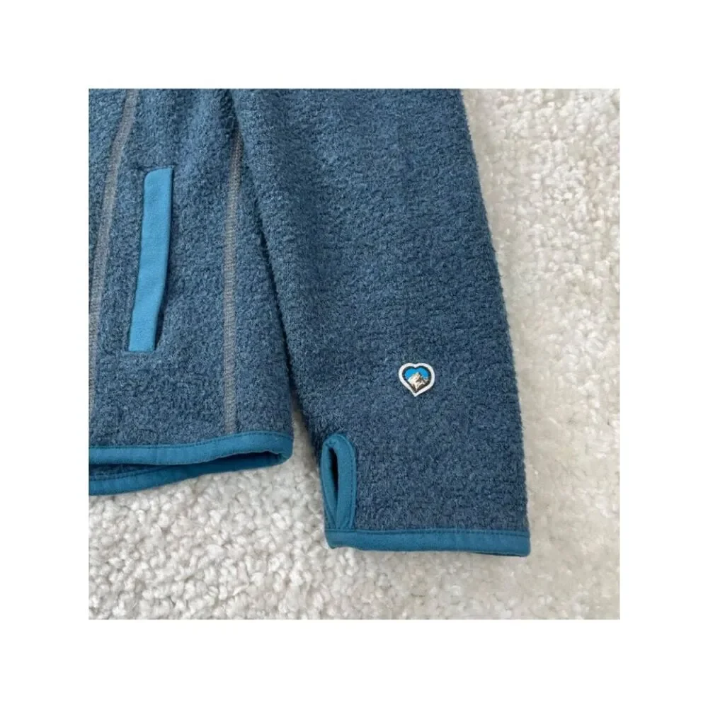 Kuhl Alpaca Fleece Zip Jacket Blue Thumbholes Women Medium